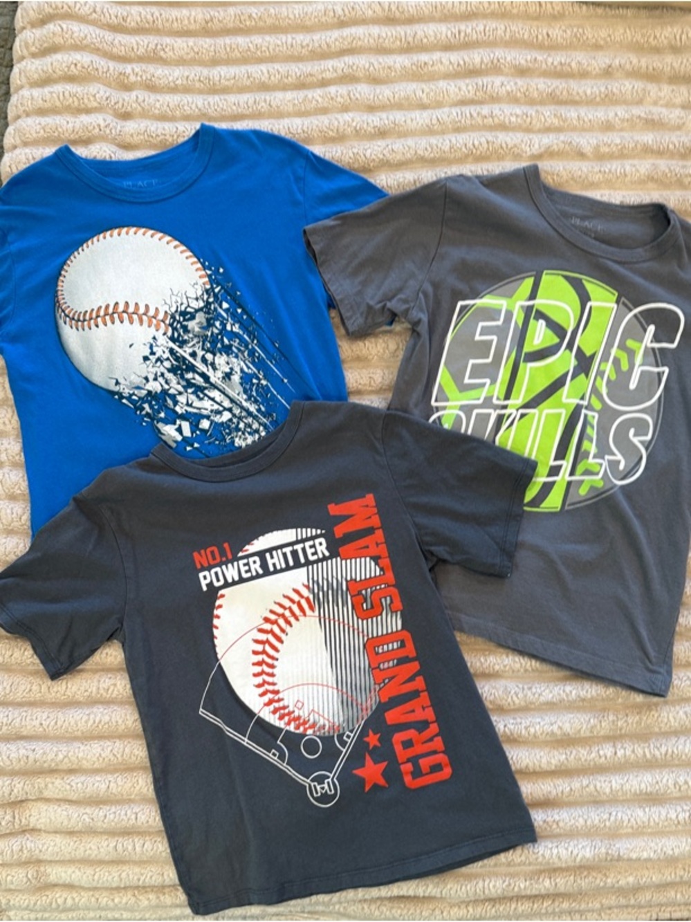 Children's Place Boys Baseball Graphic Tee Bundle (Qty 3) Size M (7/8)